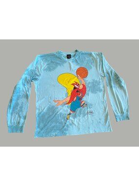 Space Jam Tune Squad Long Sleeve Shirt XL Light Blue Graphic Design